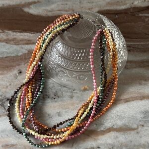 Multicolor Beaded Necklace Seed Pearls
